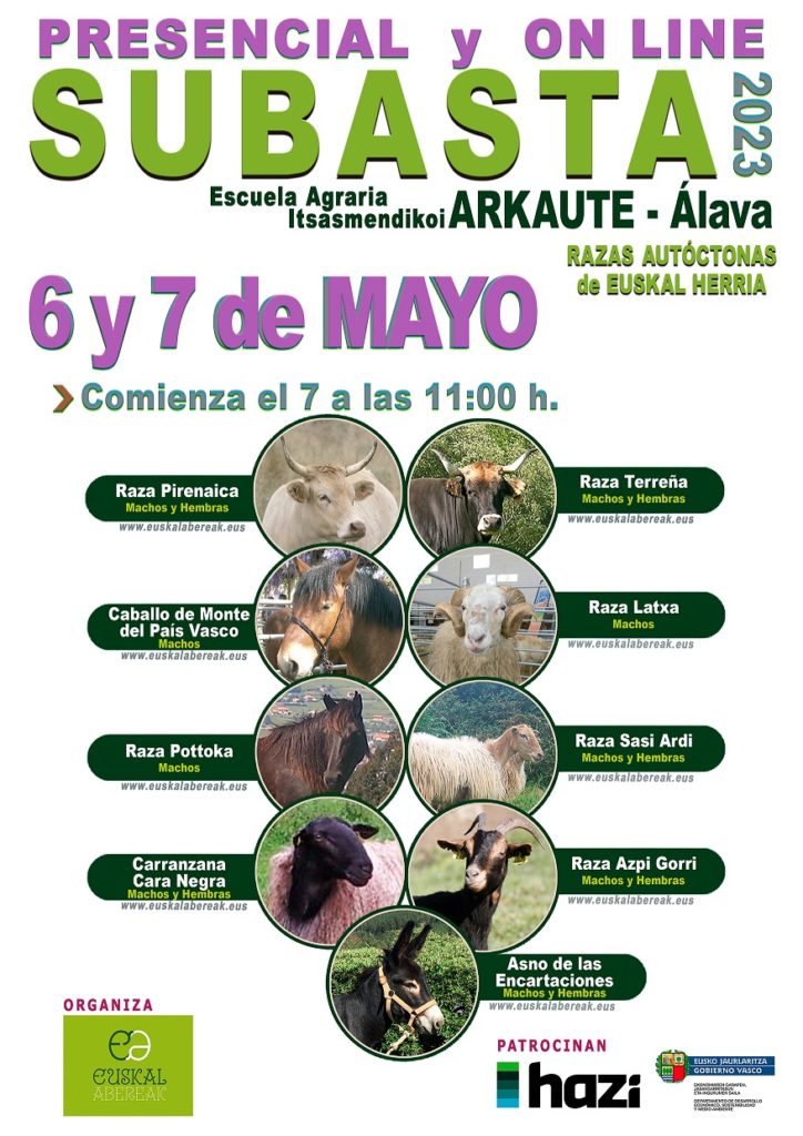 Subasta Oficial de Ganado de ARKAUTE - Presencial y On Line