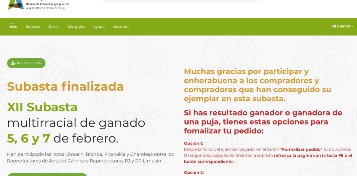 XII Subasta Finalizada